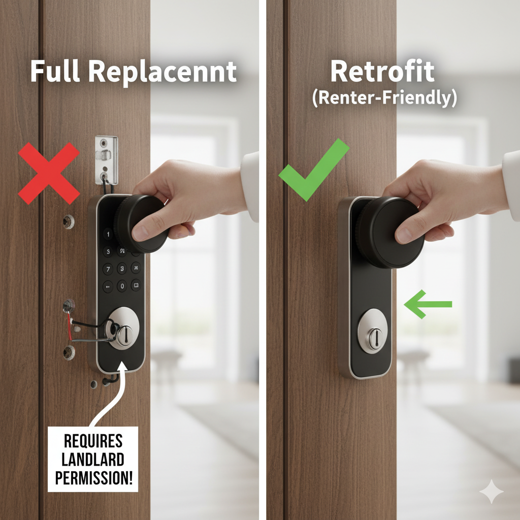 Retrofit vs Replacement smart lock for renters